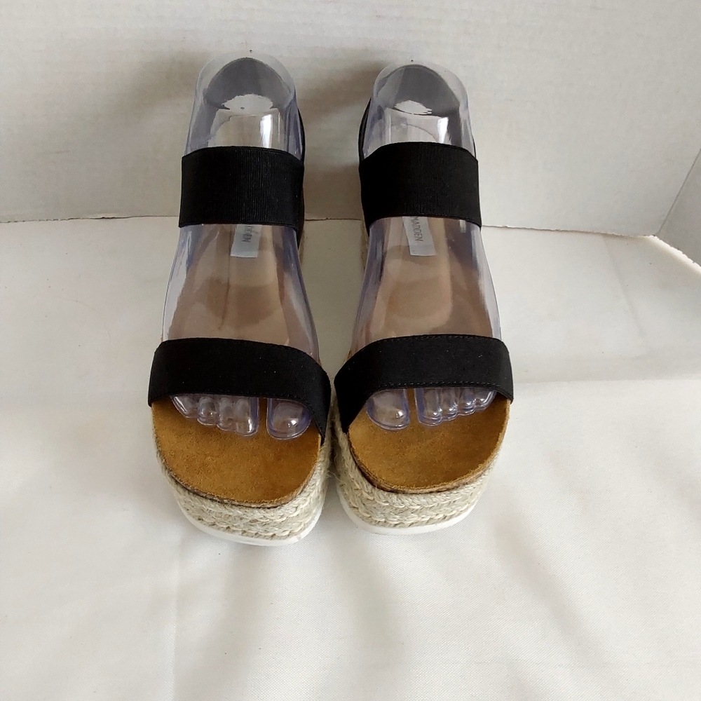 Steve Madden Black Espadrille Platform Sandals - Picture 4 of 12